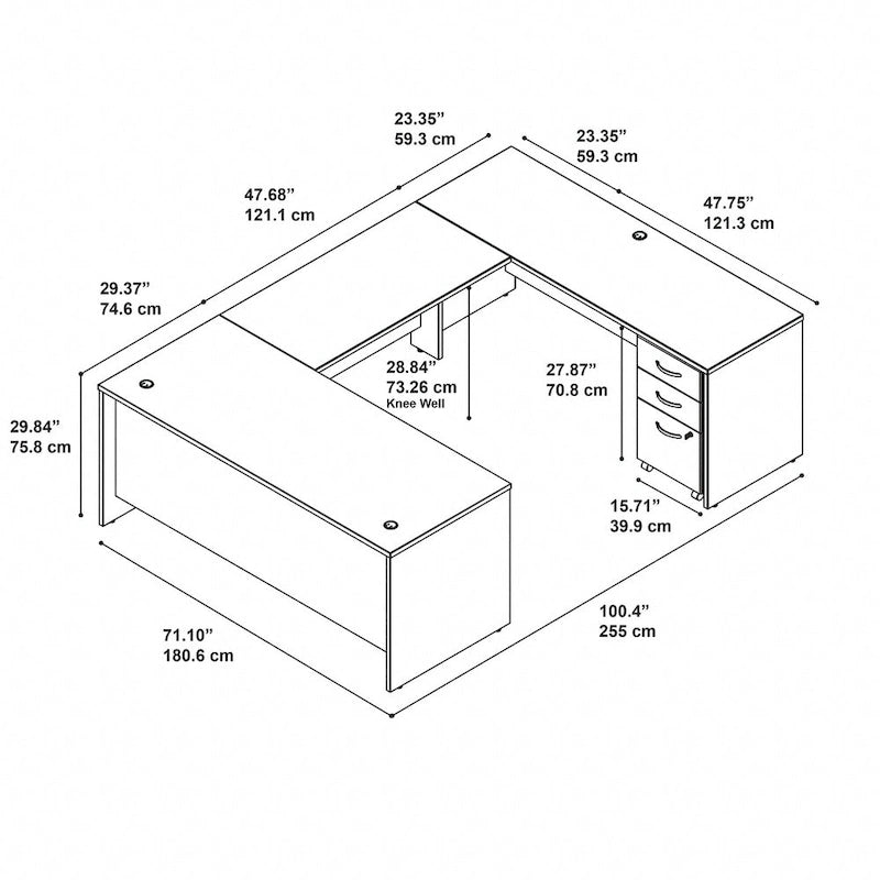 Series C 72W U Shaped Desk with Drawers