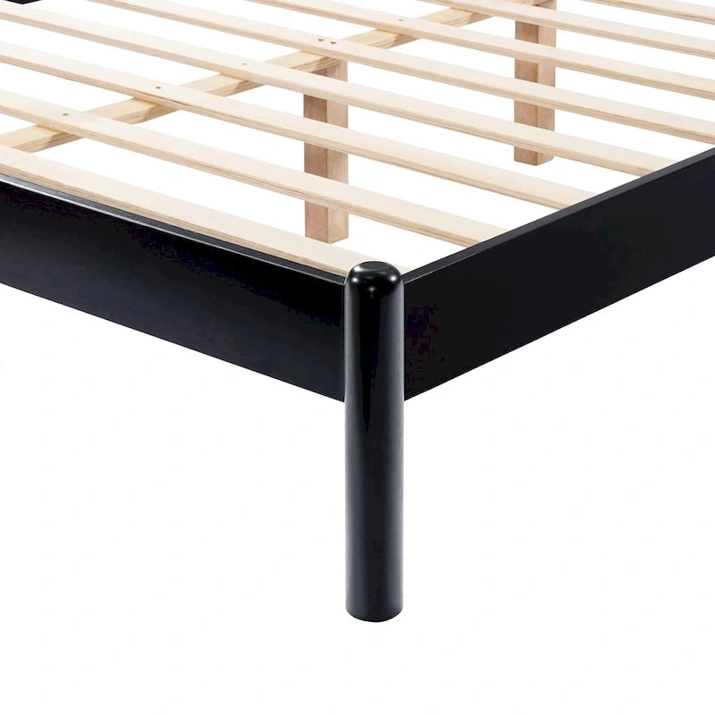 Full Size Wood Platform Bed Frame with Fluffy Soft Headboard