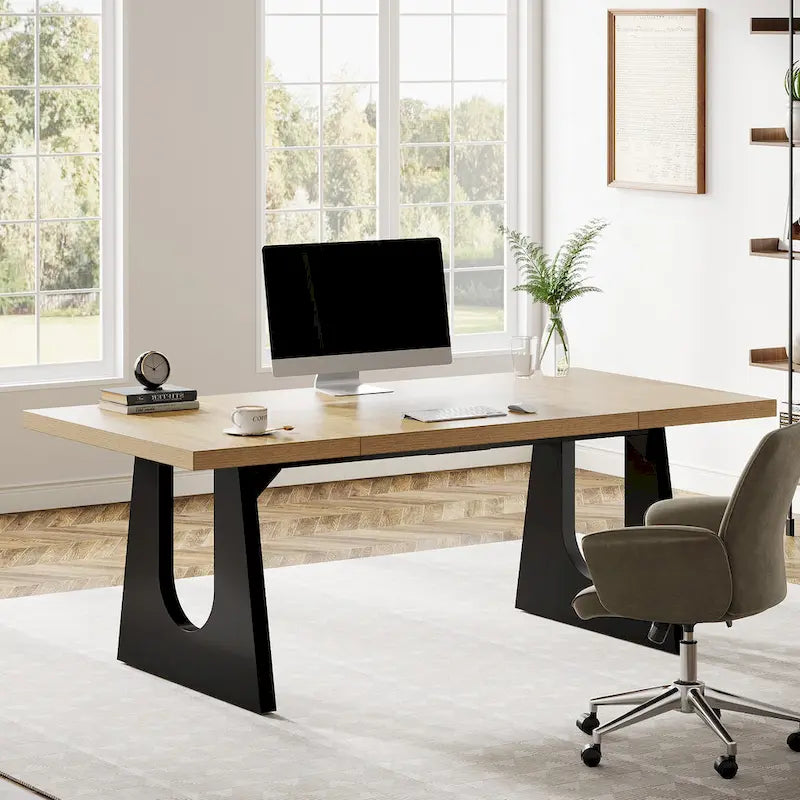 70.9 Inches Executive Desk Rectangular Computer Office Desk with Large Desktop