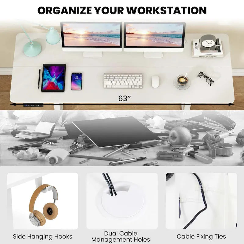 63 x 24 Inch Sit Stand Desk Height Adjustable Electric - See Details