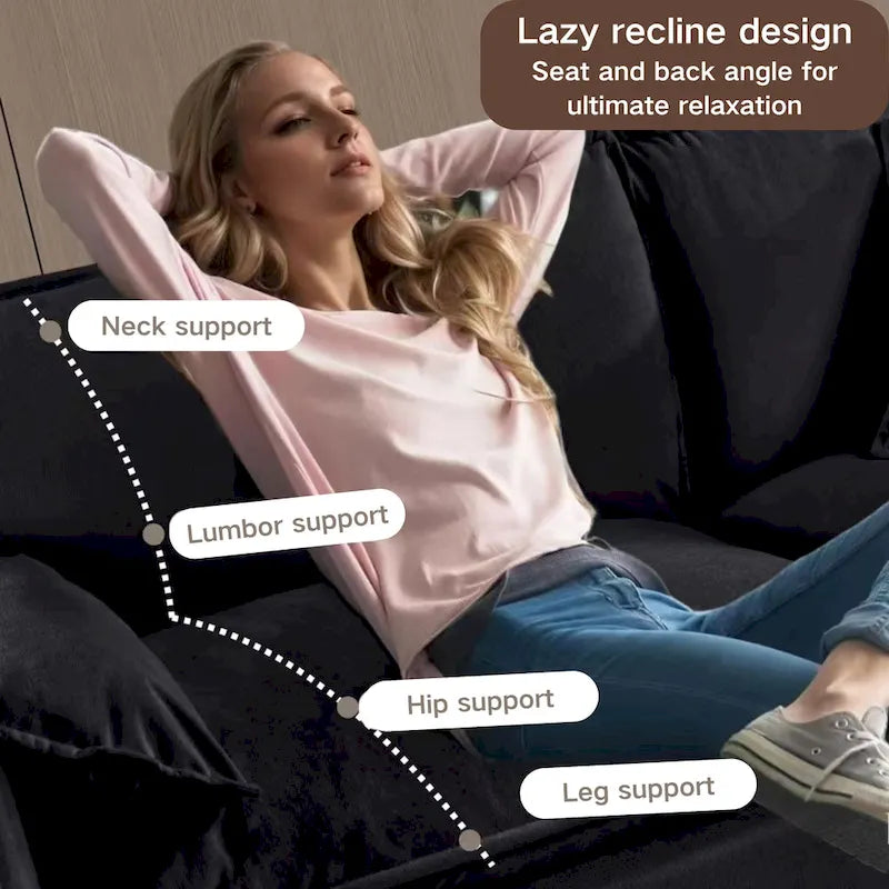 64 Oversized Chenille 2-Seater Sofa with DIY Combo & Storage Pockets