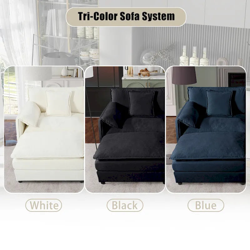 64 Oversized Chenille 2-Seater Sofa with DIY Combo & Storage Pockets