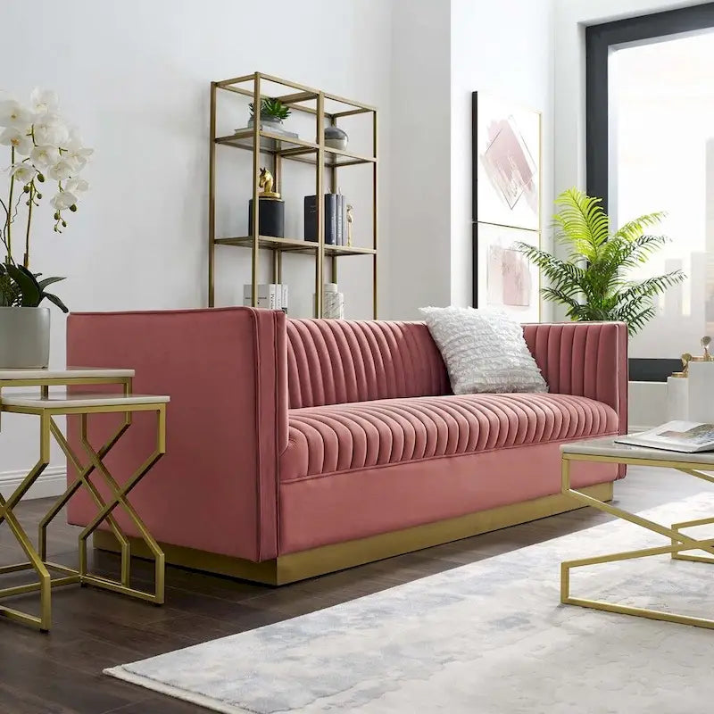 Perez Vertical Channel Tufted Velvet Sofa