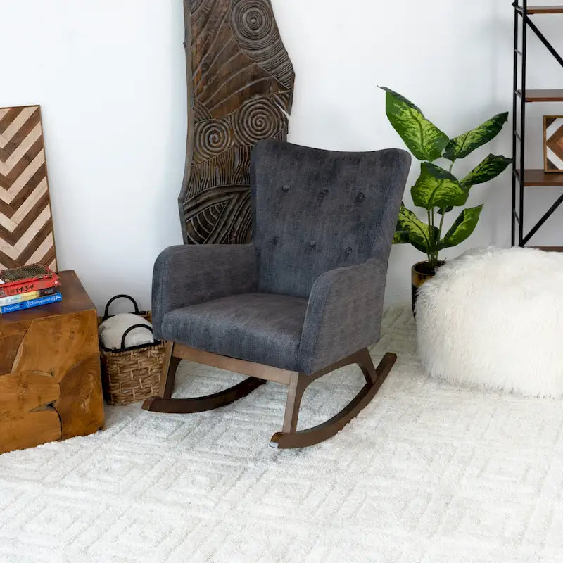 Mid Century Modern Velvet Rocker Livingroom and Bedroom Chairs in Grey