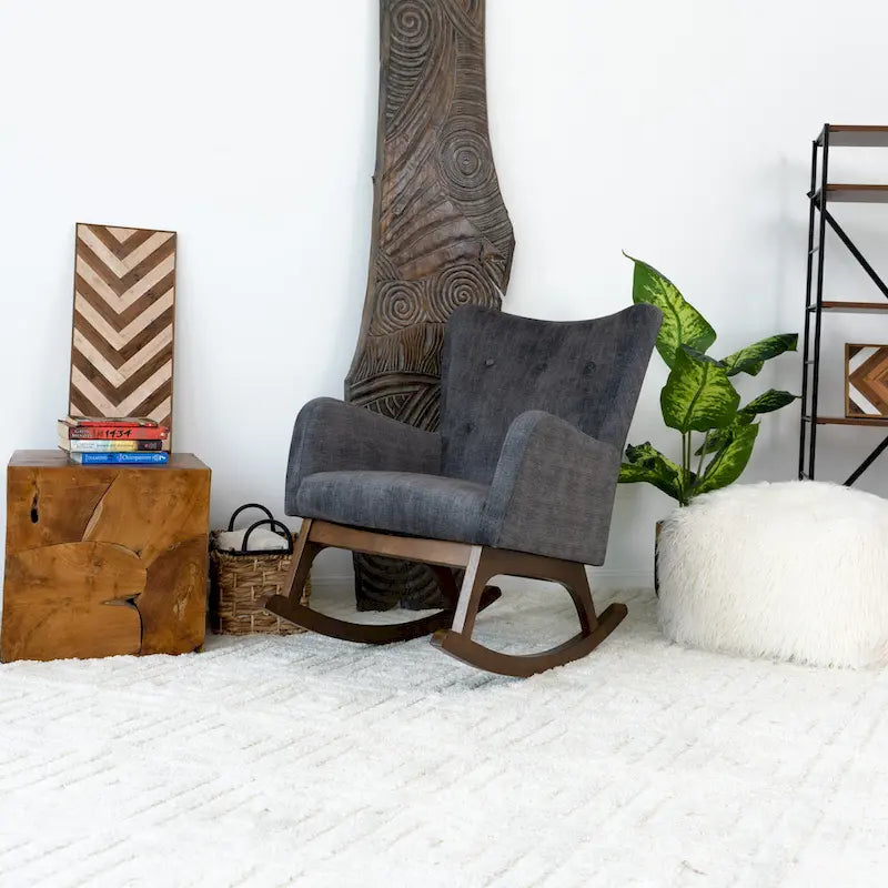 Mid Century Modern Velvet Rocker Livingroom and Bedroom Chairs in Grey