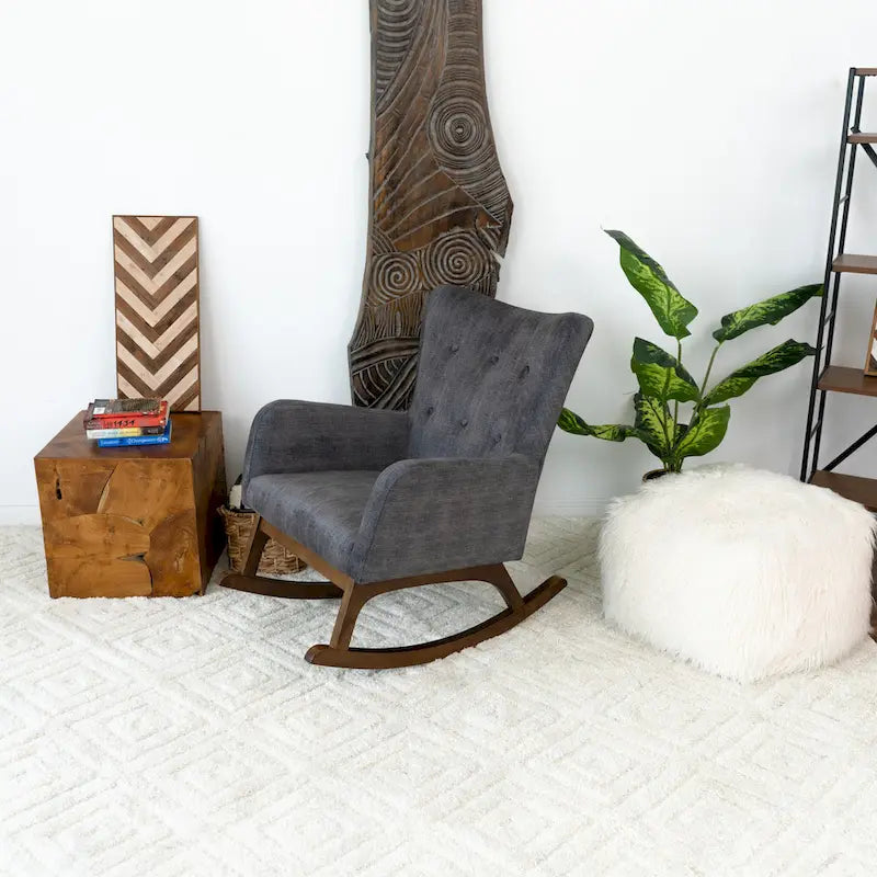 Mid Century Modern Velvet Rocker Livingroom and Bedroom Chairs in Grey