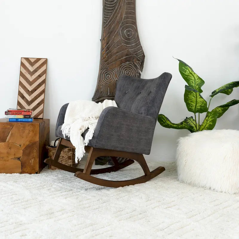 Mid Century Modern Velvet Rocker Livingroom and Bedroom Chairs in Grey