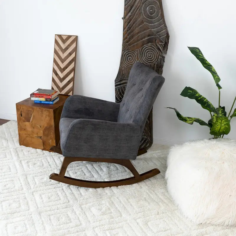 Mid Century Modern Velvet Rocker Livingroom and Bedroom Chairs in Grey