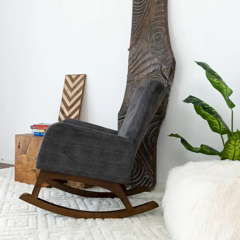 Mid Century Modern Velvet Rocker Livingroom and Bedroom Chairs in Grey