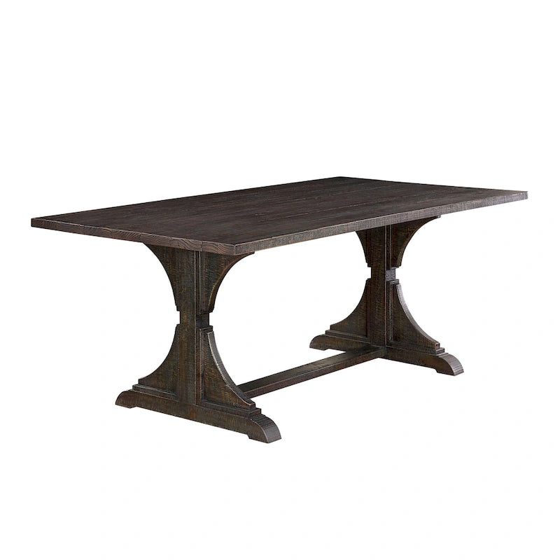 Badri Rustic 76-inch Solid Wood Dining Table