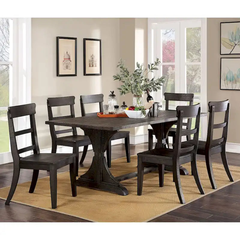 Badri Rustic 76-inch Solid Wood Dining Table