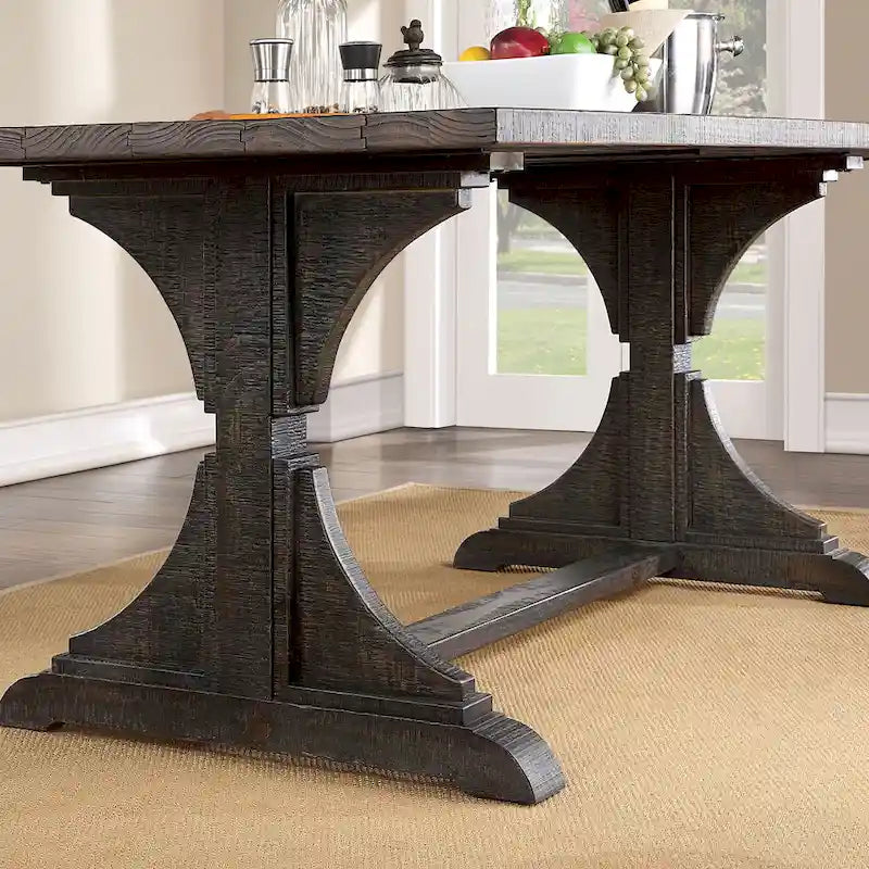 Badri Rustic 76-inch Solid Wood Dining Table