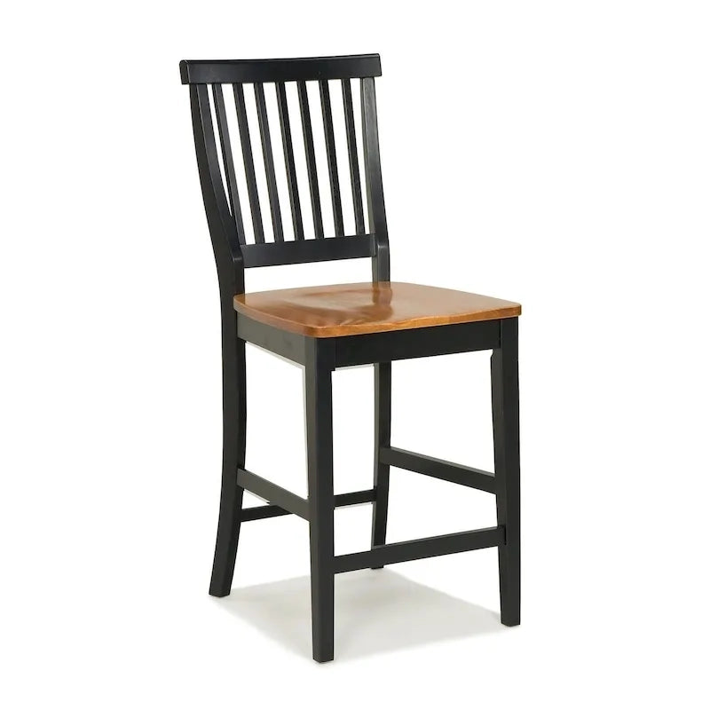 24 inch Black and Distressed Oak Bar Stool