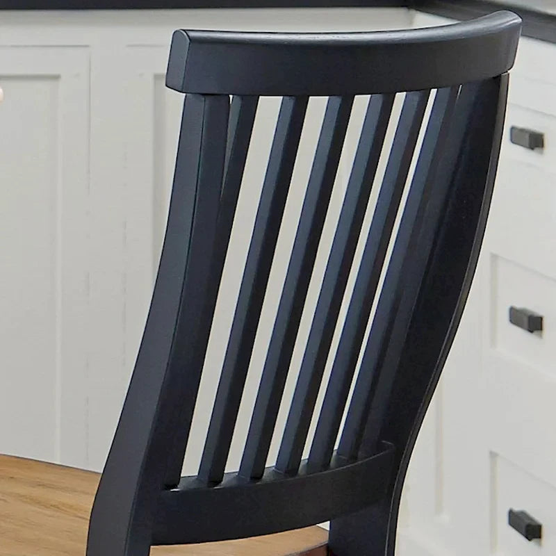 24 inch Black and Distressed Oak Bar Stool