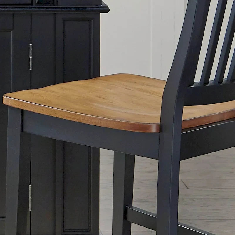 24 inch Black and Distressed Oak Bar Stool