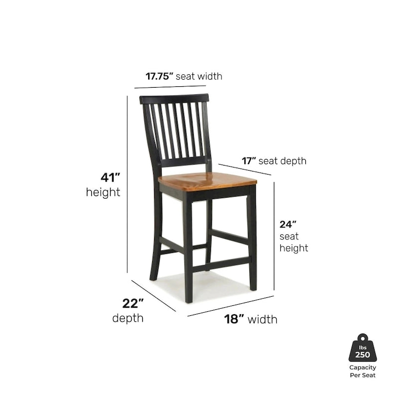 24 inch Black and Distressed Oak Bar Stool