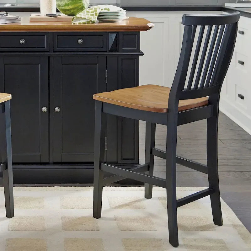 24 inch Black and Distressed Oak Bar Stool