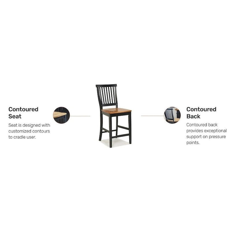 24 inch Black and Distressed Oak Bar Stool