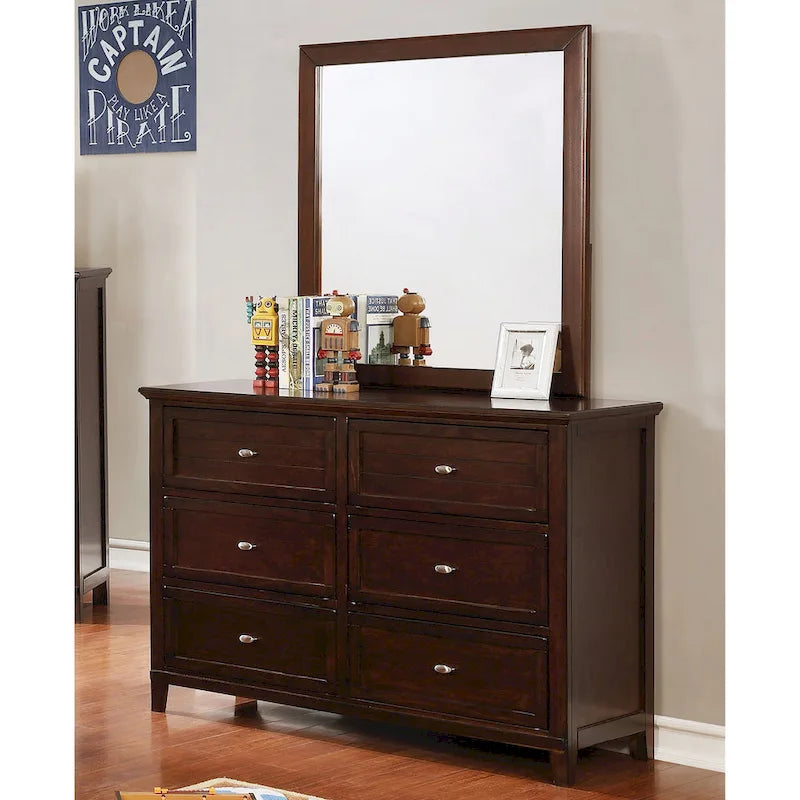 Transitional 56-inch Wide 6-Drawer Solid Wood Dresser