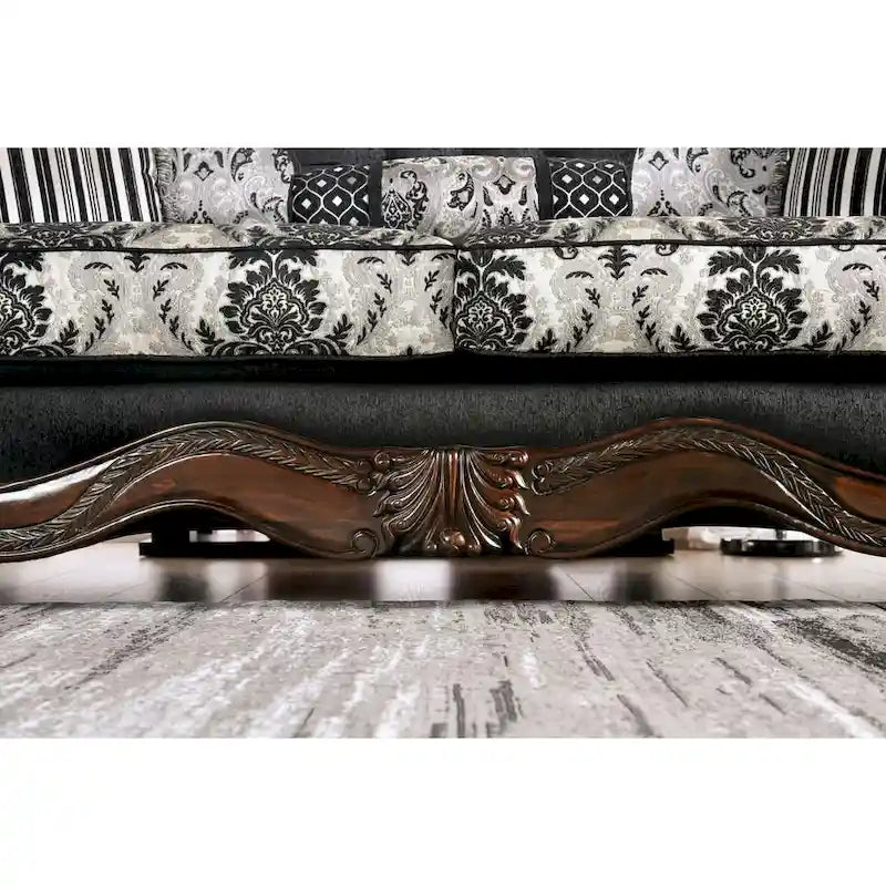 Traditional Black Fabric Semi-Firm Loveseat