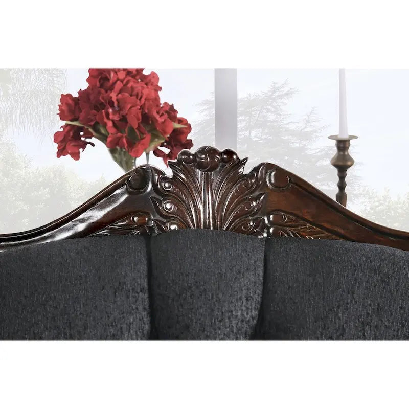 Traditional Black Fabric Semi-Firm Loveseat