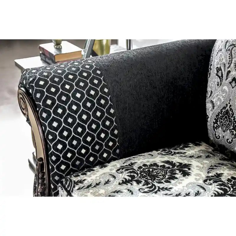 Traditional Black Fabric Semi-Firm Loveseat