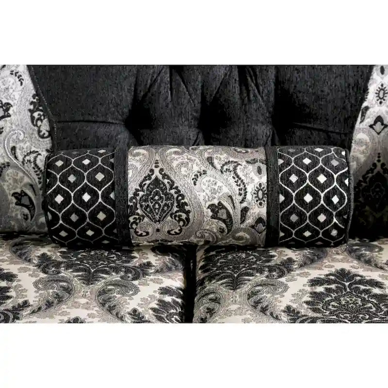 Traditional Black Fabric Semi-Firm Loveseat