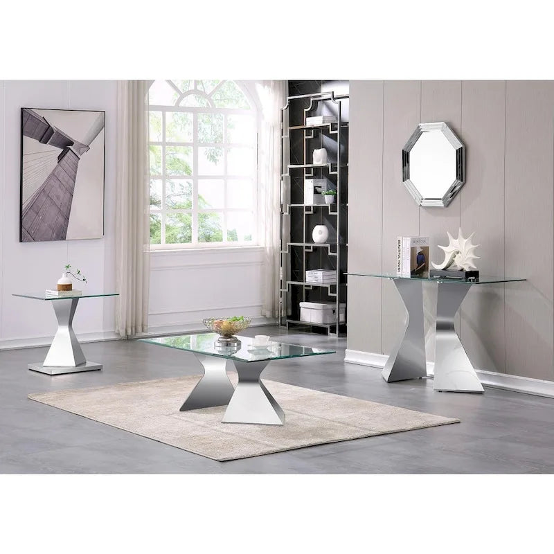 Luxury 51 inch Console Table Rectangular Sofa Entryway Console Table with Rectangle Tempered Glass Top and Metal Legs