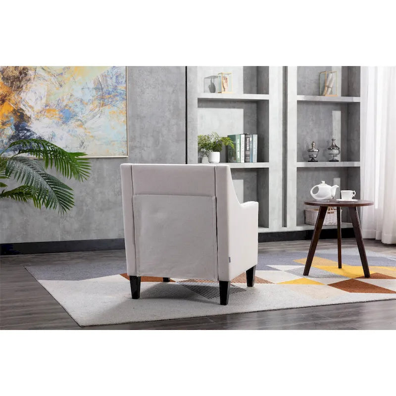 Linen Nailhead Accent Solid Wood Leg Living Room Armchair