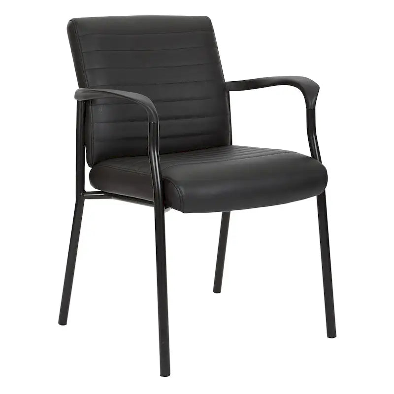 Guest Chair in Faux Leather and Black Frame