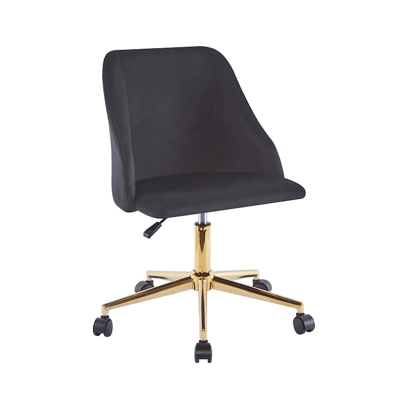 Porthos Home Ryo Swivel Office Chair, Velvet, Gold Chrome Legs
