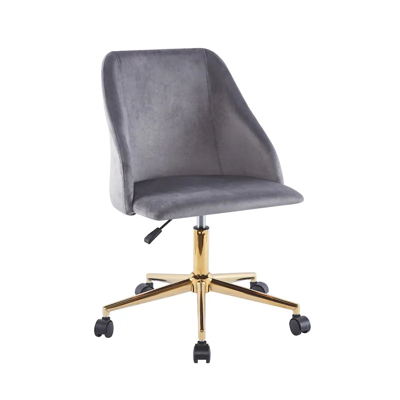 Porthos Home Ryo Swivel Office Chair, Velvet, Gold Chrome Legs
