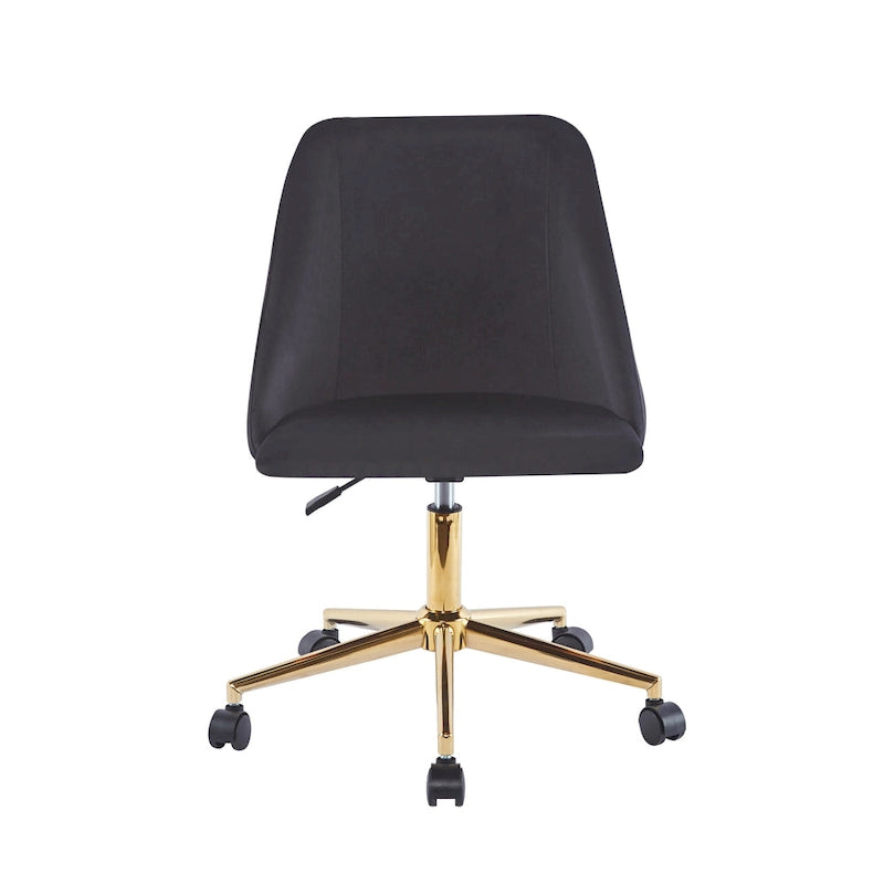 Porthos Home Ryo Swivel Office Chair, Velvet, Gold Chrome Legs