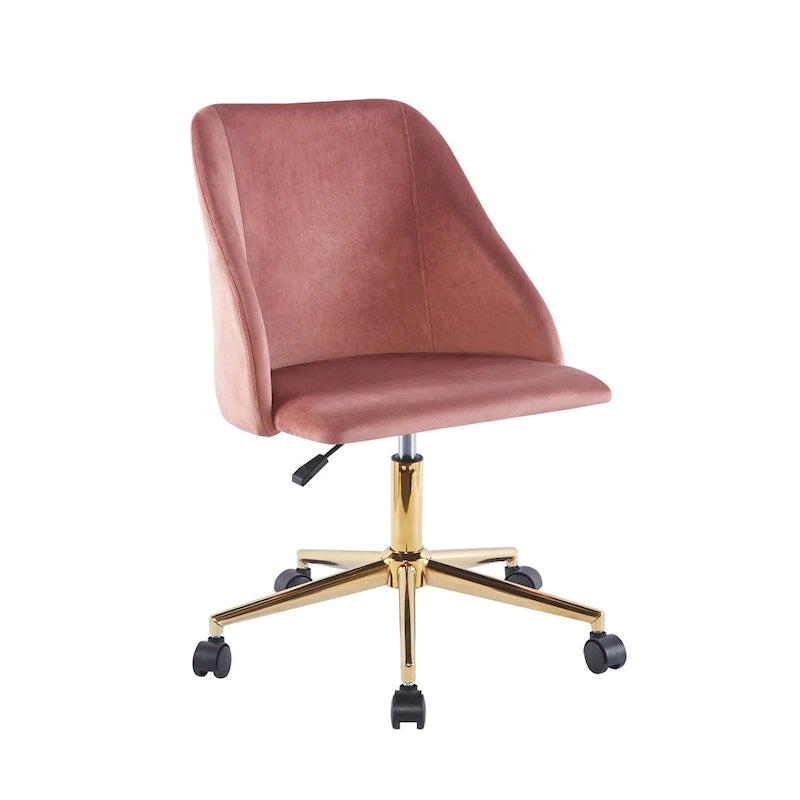 Porthos Home Ryo Swivel Office Chair, Velvet, Gold Chrome Legs