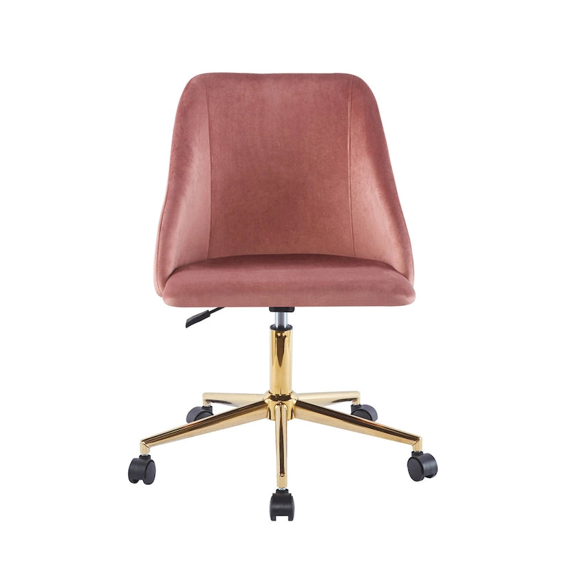 Porthos Home Ryo Swivel Office Chair, Velvet, Gold Chrome Legs