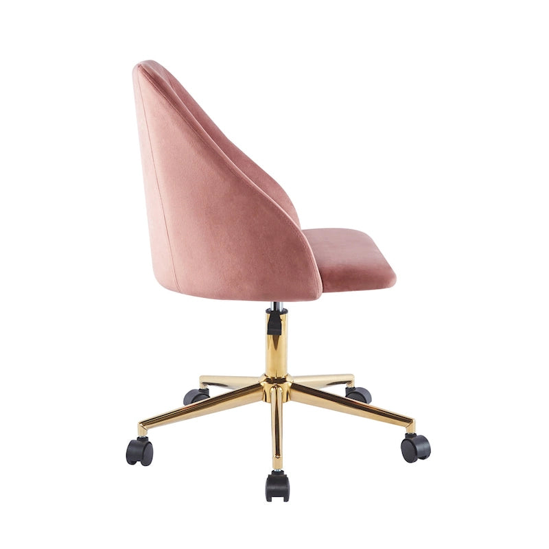 Porthos Home Ryo Swivel Office Chair, Velvet, Gold Chrome Legs