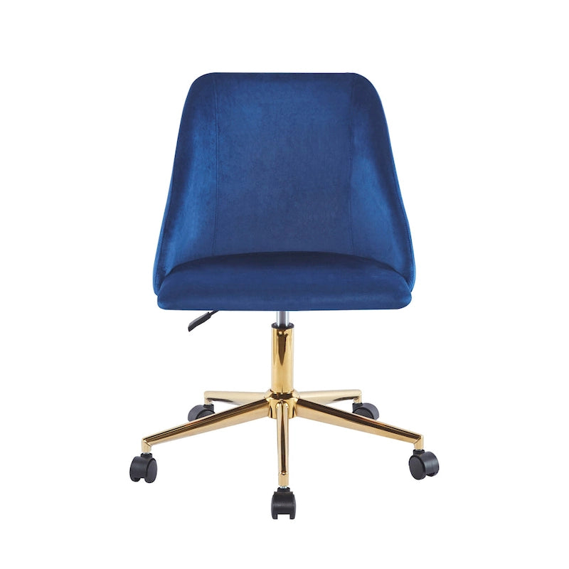 Porthos Home Ryo Swivel Office Chair, Velvet, Gold Chrome Legs