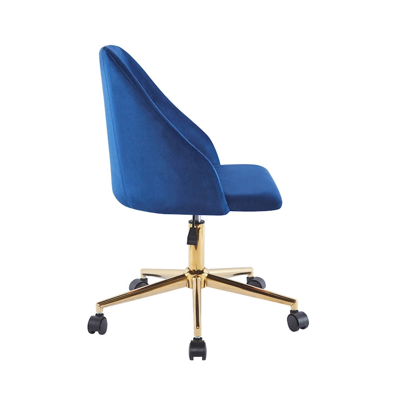 Porthos Home Ryo Swivel Office Chair, Velvet, Gold Chrome Legs