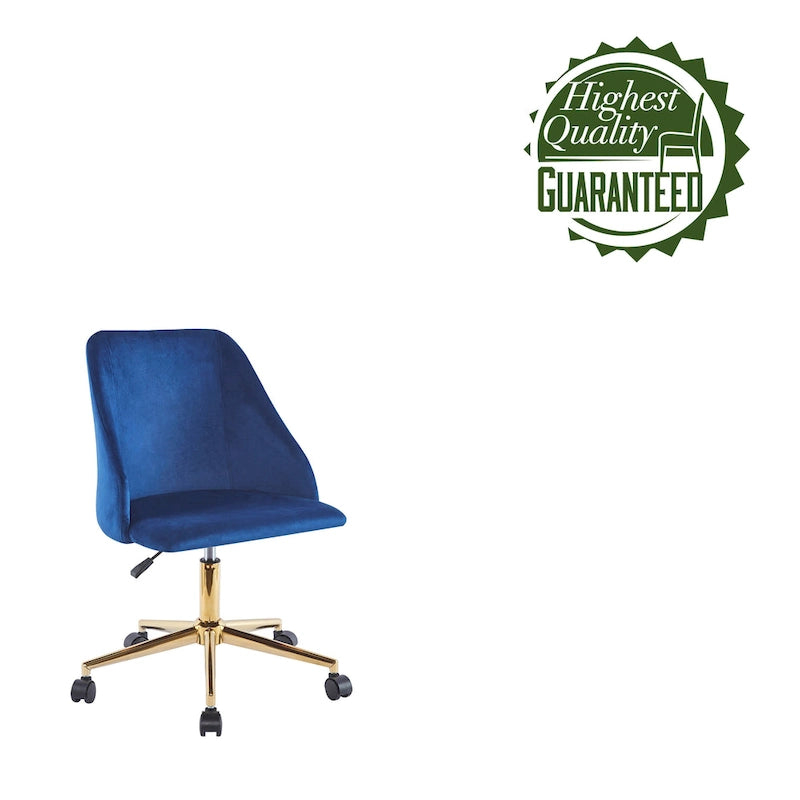 Porthos Home Ryo Swivel Office Chair, Velvet, Gold Chrome Legs