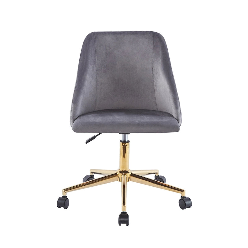 Porthos Home Ryo Swivel Office Chair, Velvet, Gold Chrome Legs