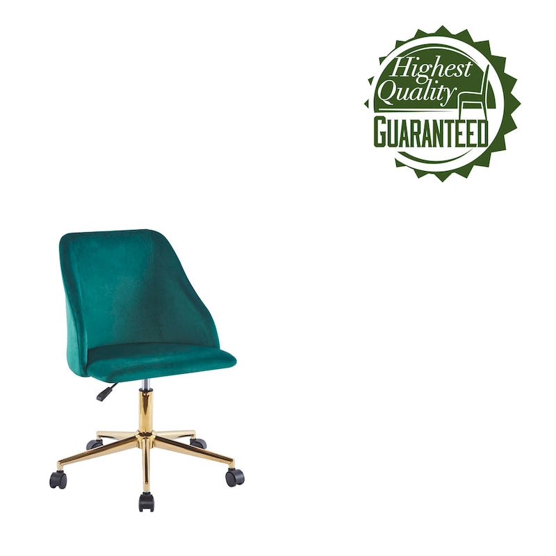 Porthos Home Ryo Swivel Office Chair, Velvet, Gold Chrome Legs
