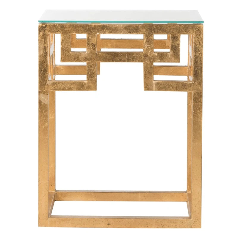 Porfiria Antique Gold Leaf End Table - 16 x 12 x 20.5 - 16Wx12Dx21H