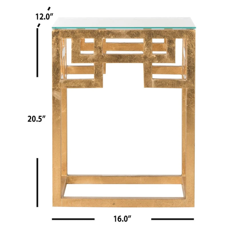 Porfiria Antique Gold Leaf End Table - 16 x 12 x 20.5 - 16Wx12Dx21H