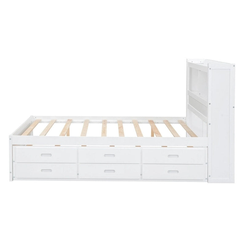 Full Size Platform Bed with Trundle and USB Plugs