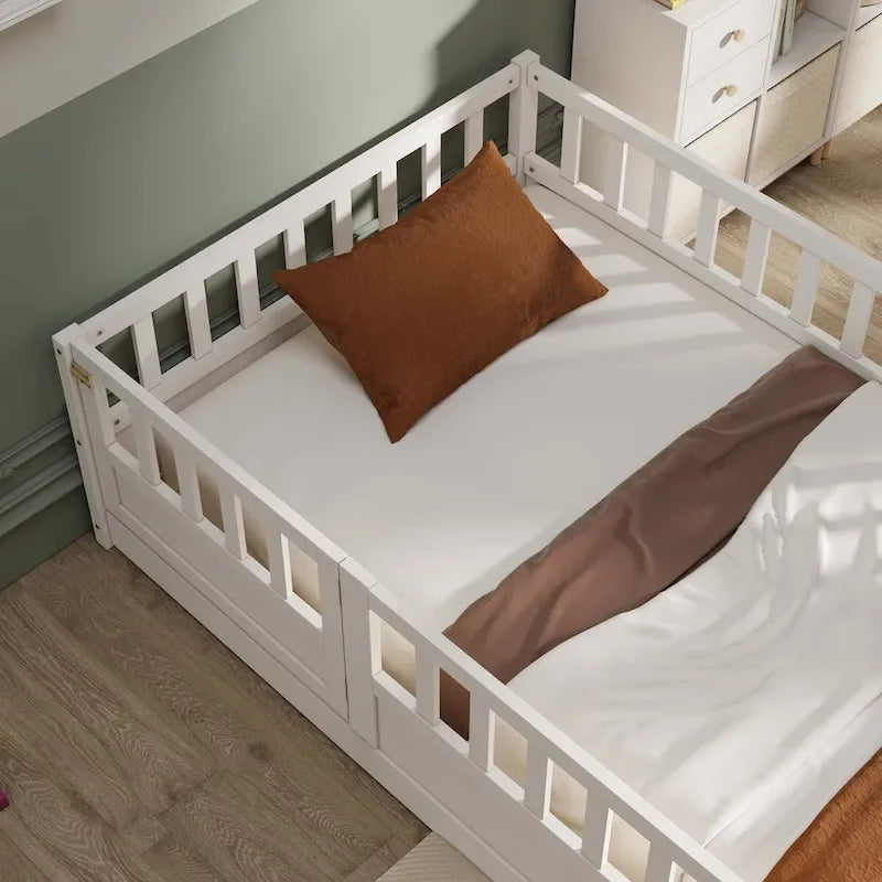 Montessori wooden children's floor bed without Support slat