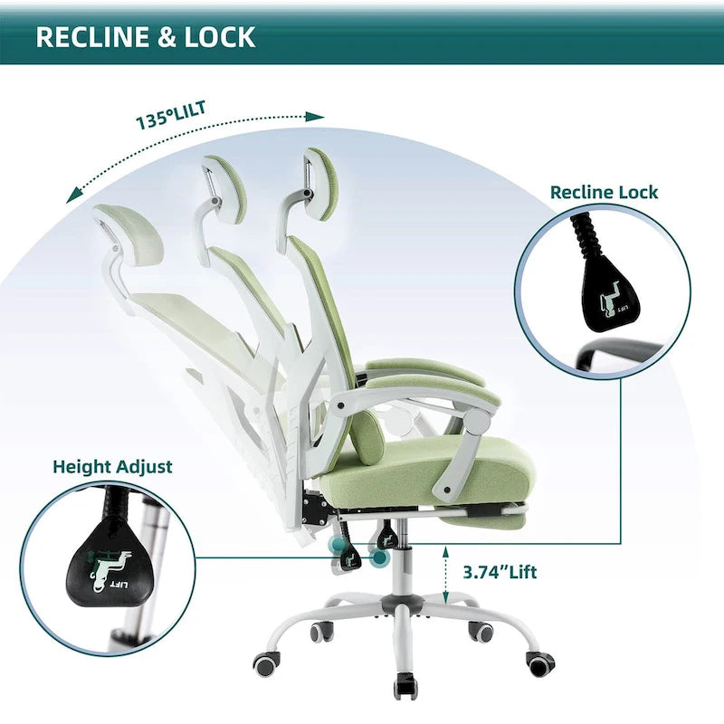 Mesh High Back Ergonomic Office Chair Lumbar Support Pillow Computer Desk Chair