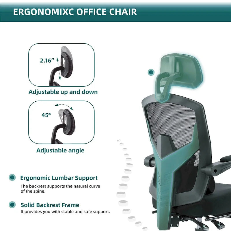 Mesh High Back Ergonomic Office Chair Lumbar Support Pillow Computer Desk Chair